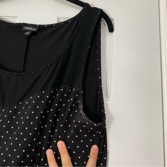 Torrid sweetheart black dress w/ pink dots - Picture 3 of 5